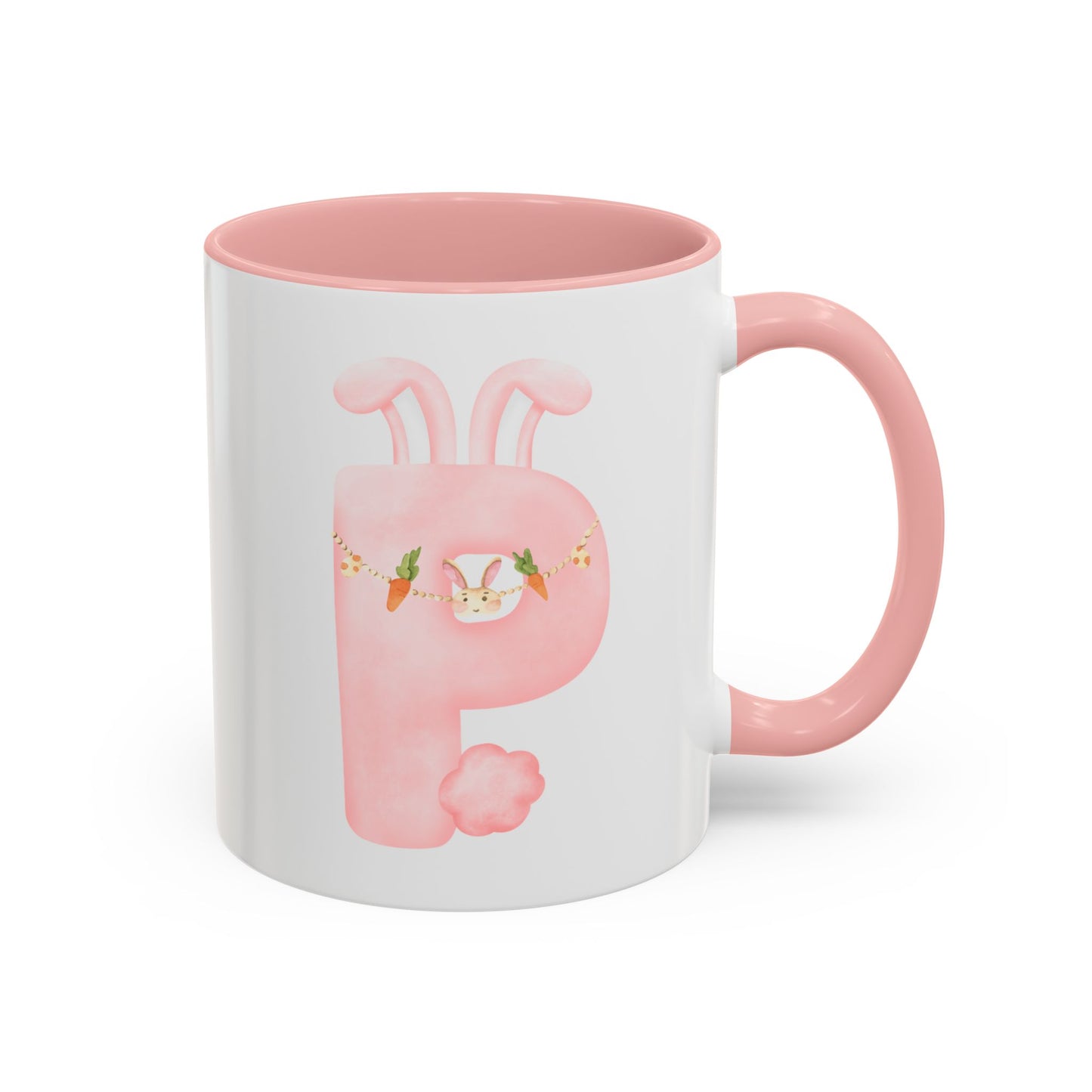 Personalized Easter Initial Mug – Bunny Letter Coffee Cup – Custom Spring Monogram Mug – Easter Gift for Kids, Girls, Mom – 11oz 15oz Ceramic