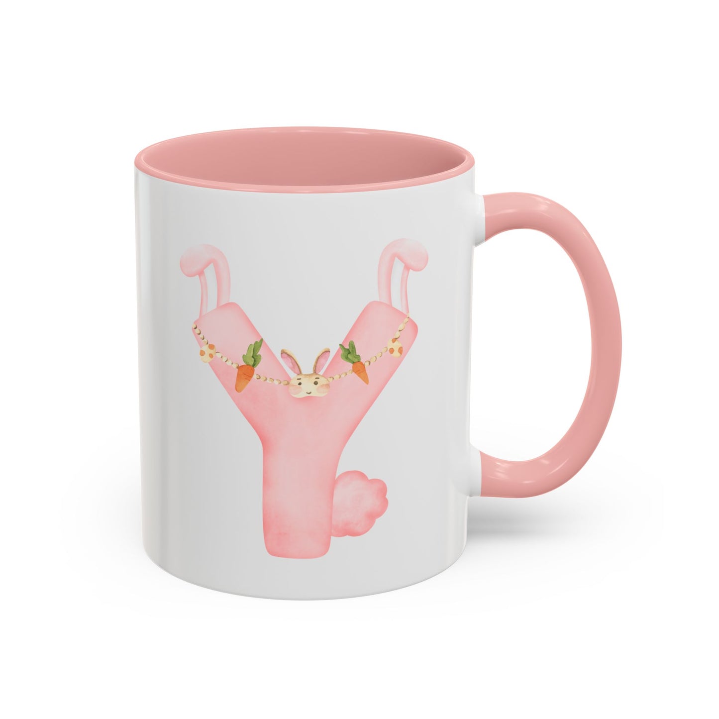 Personalized Easter Initial Mug – Bunny Letter Coffee Cup – Custom Spring Monogram Mug – Easter Gift for Kids, Girls, Mom – 11oz 15oz Ceramic