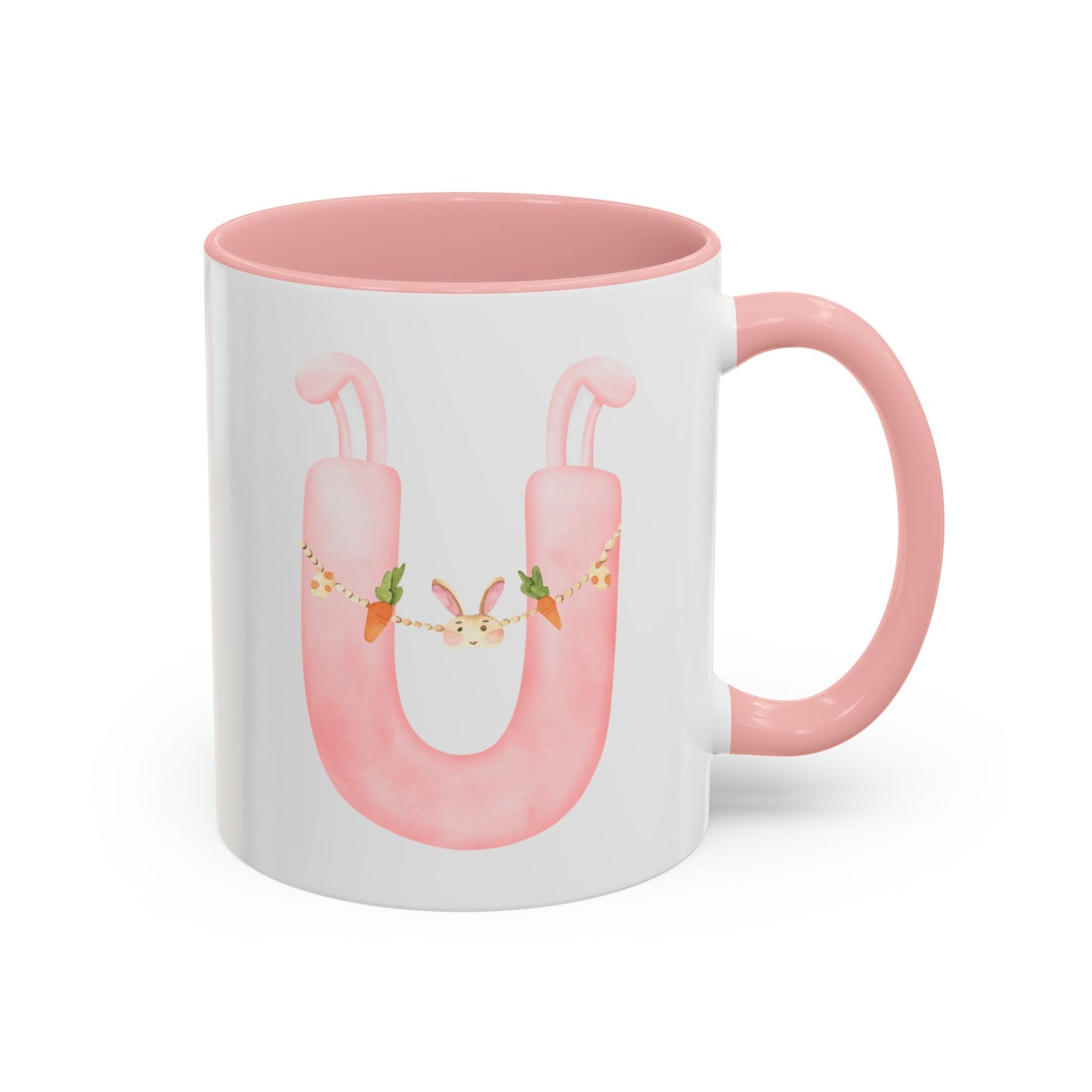Personalized Easter Initial Mug – Bunny Letter Coffee Cup – Custom Spring Monogram Mug – Easter Gift for Kids, Girls, Mom – 11oz 15oz Ceramic