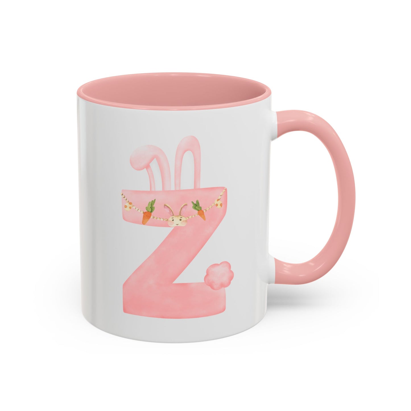 Personalized Easter Initial Mug – Bunny Letter Coffee Cup – Custom Spring Monogram Mug – Easter Gift for Kids, Girls, Mom – 11oz 15oz Ceramic