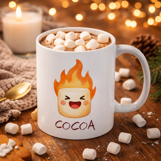 Burning Marshmallow Cocoa Mug – Cute Funny Hot Chocolate Cup