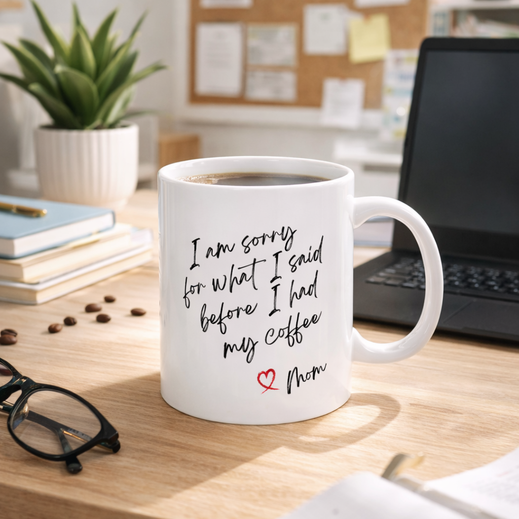 I'm Sorry for What I Said Before Coffee – Funny Mom Mug – Personalized Coffee Cup Gift