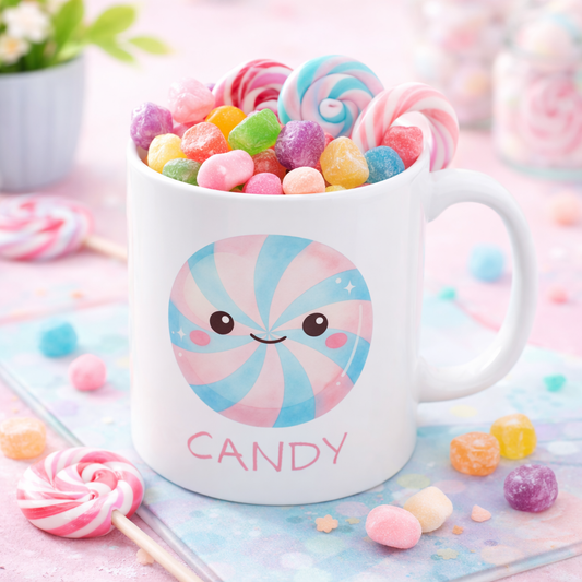 Cute Candy Mug – Kawaii Sweet Treat Coffee Cup, Pastel Candy Lover Gift