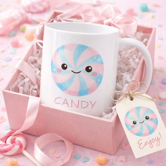 Cute Candy Mug – Kawaii Sweet Treat Coffee Cup, Pastel Candy Lover Gift
