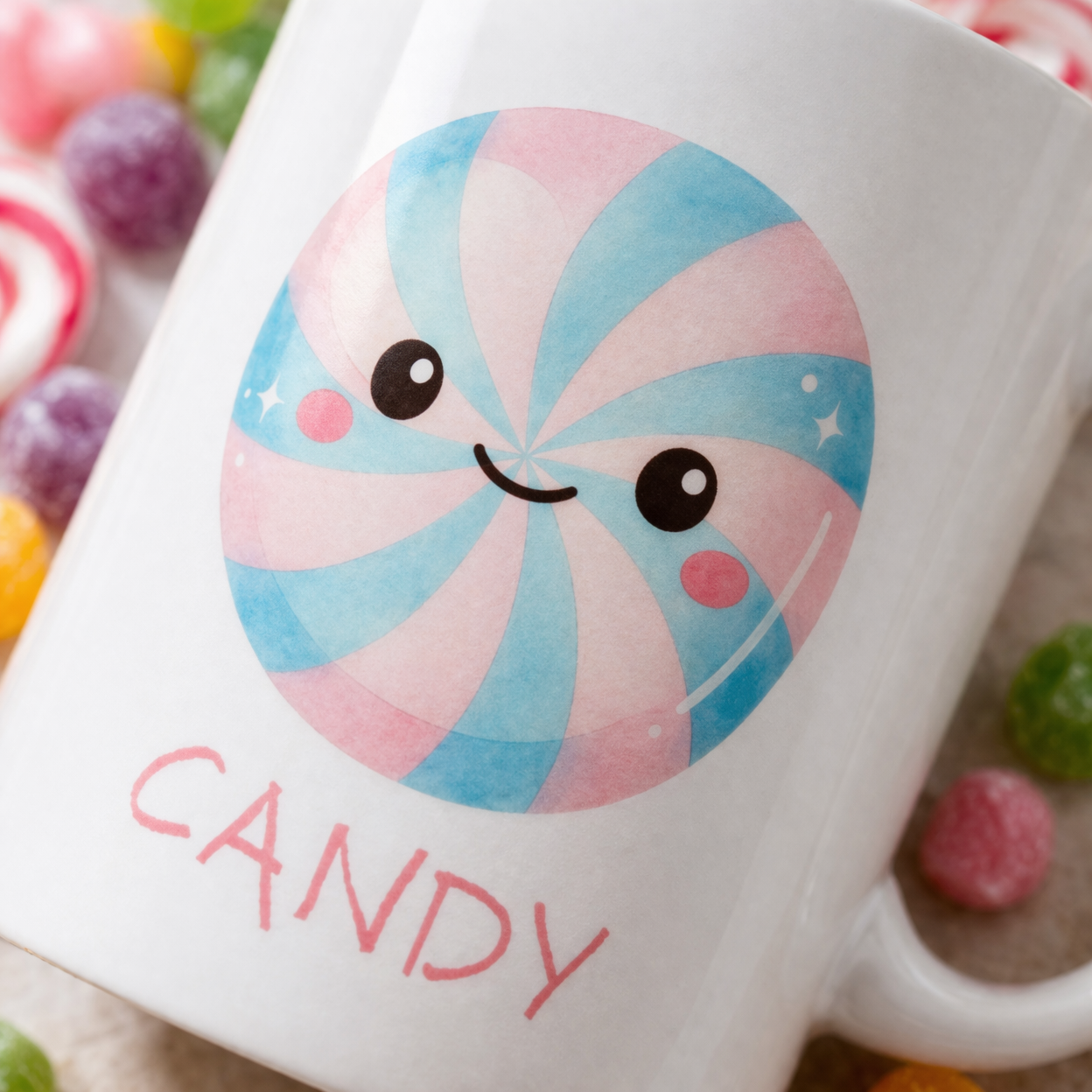 Cute Candy Mug – Kawaii Sweet Treat Coffee Cup, Pastel Candy Lover Gift