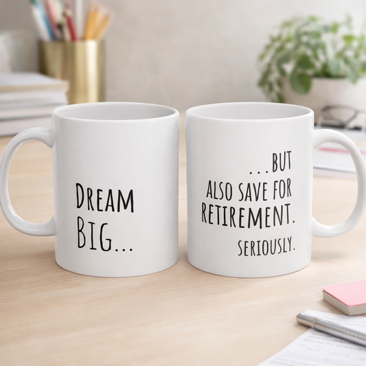 First Job Gift Mug, Funny Adulting Mug, Dream Big Quote, Minimalist Office Coffee Cup