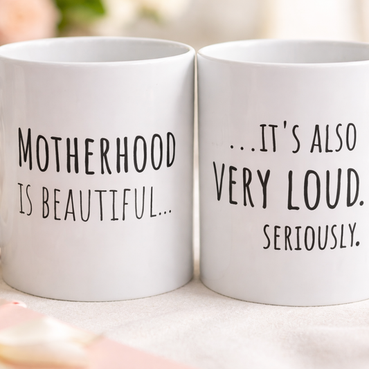Overstimulated New Mom Mug, Motherhood Is Beautiful And Loud, Honest Postpartum Humor Gift
