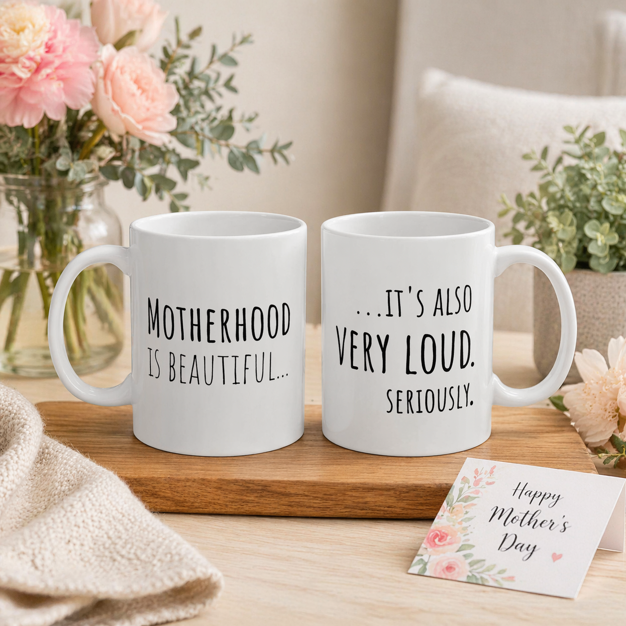 Overstimulated New Mom Mug, Motherhood Is Beautiful And Loud, Honest Postpartum Humor Gift