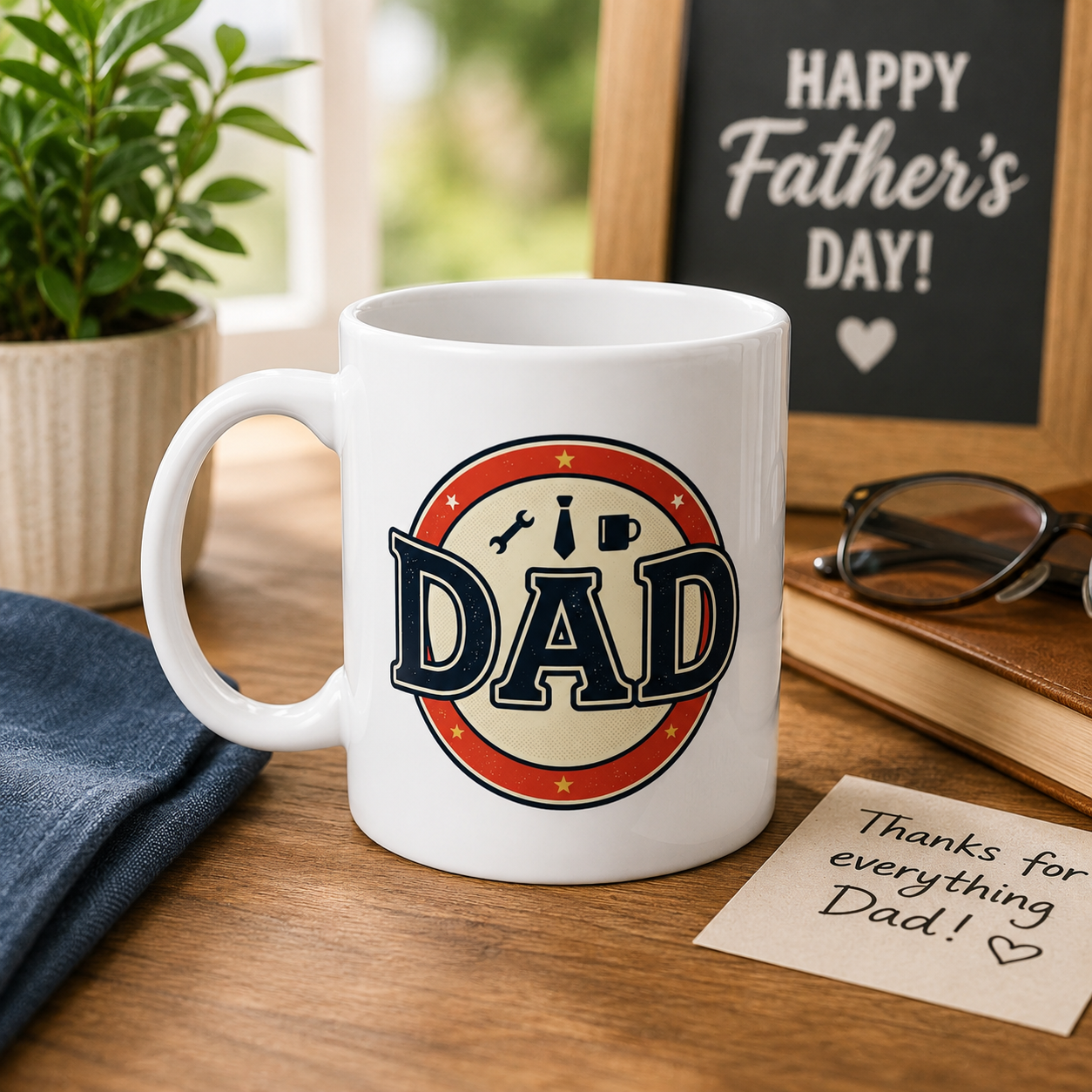 Vintage Dad Mug, Father’s Day Coffee Cup, Retro Americana Mug, Dad Office Mug