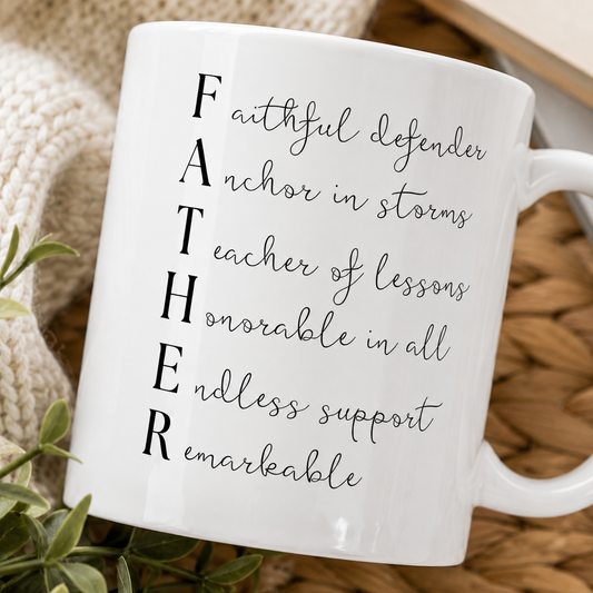 Acrostic Father Mug, Meaningful Dad Gift, Father's Day Coffee Mug