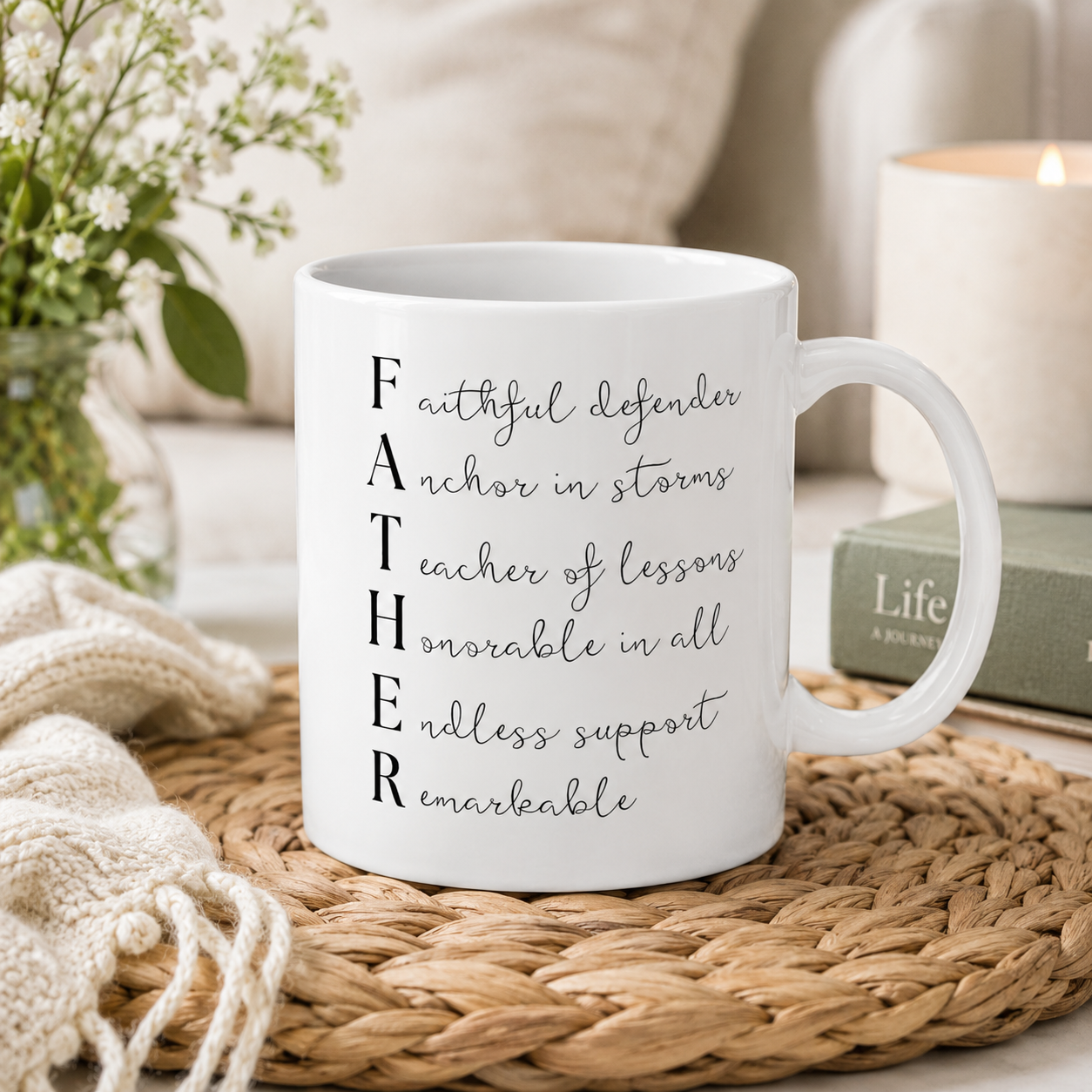 Acrostic Father Mug, Meaningful Dad Gift, Father's Day Coffee Mug