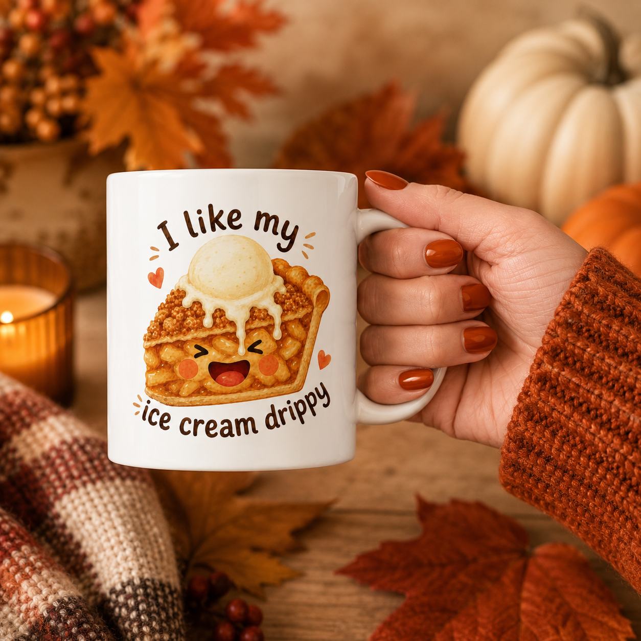 Apple Pie Mug, Pie Lover Gift, Cute Dessert Coffee Mug, Gift for Baker, Kawaii Foodie Mug