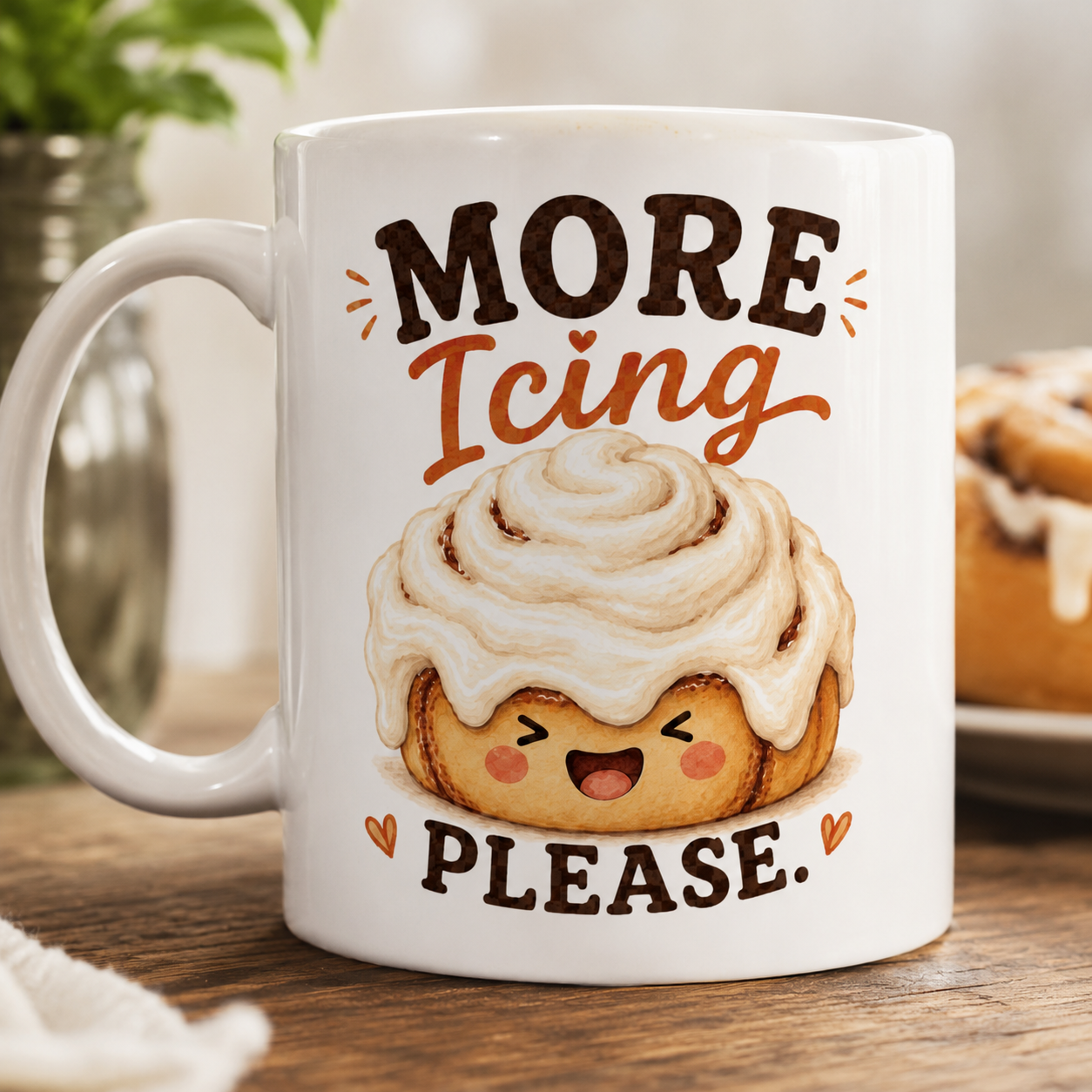 Cute Cinnamon Roll Mug, More Icing Please Coffee Cup, Baker Gift, Pastry Lover Mug, Cozy Foodie Gift