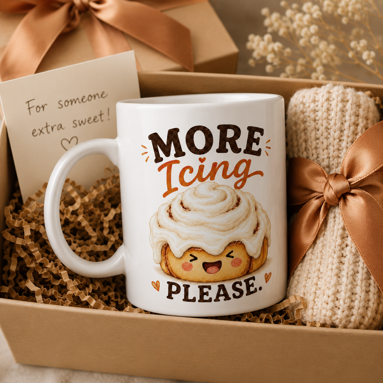 Cute Cinnamon Roll Mug, More Icing Please Coffee Cup, Baker Gift, Pastry Lover Mug, Cozy Foodie Gift