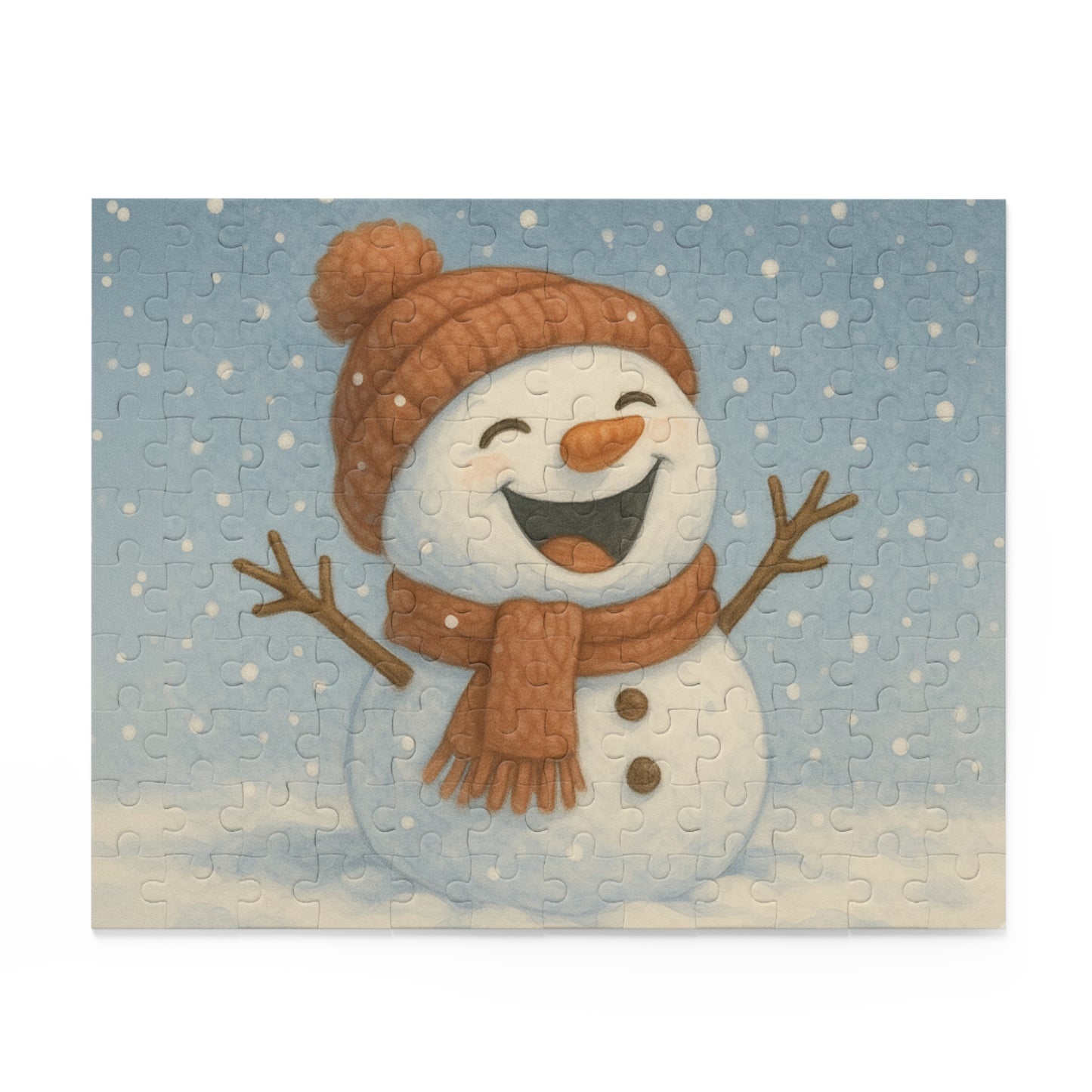 Snowman Winter Puzzle – Cozy Holiday Jigsaw, Christmas Gift for Families, Cute Snowman Minimalist Art Puzzle (120, 252, or 500 Pieces)