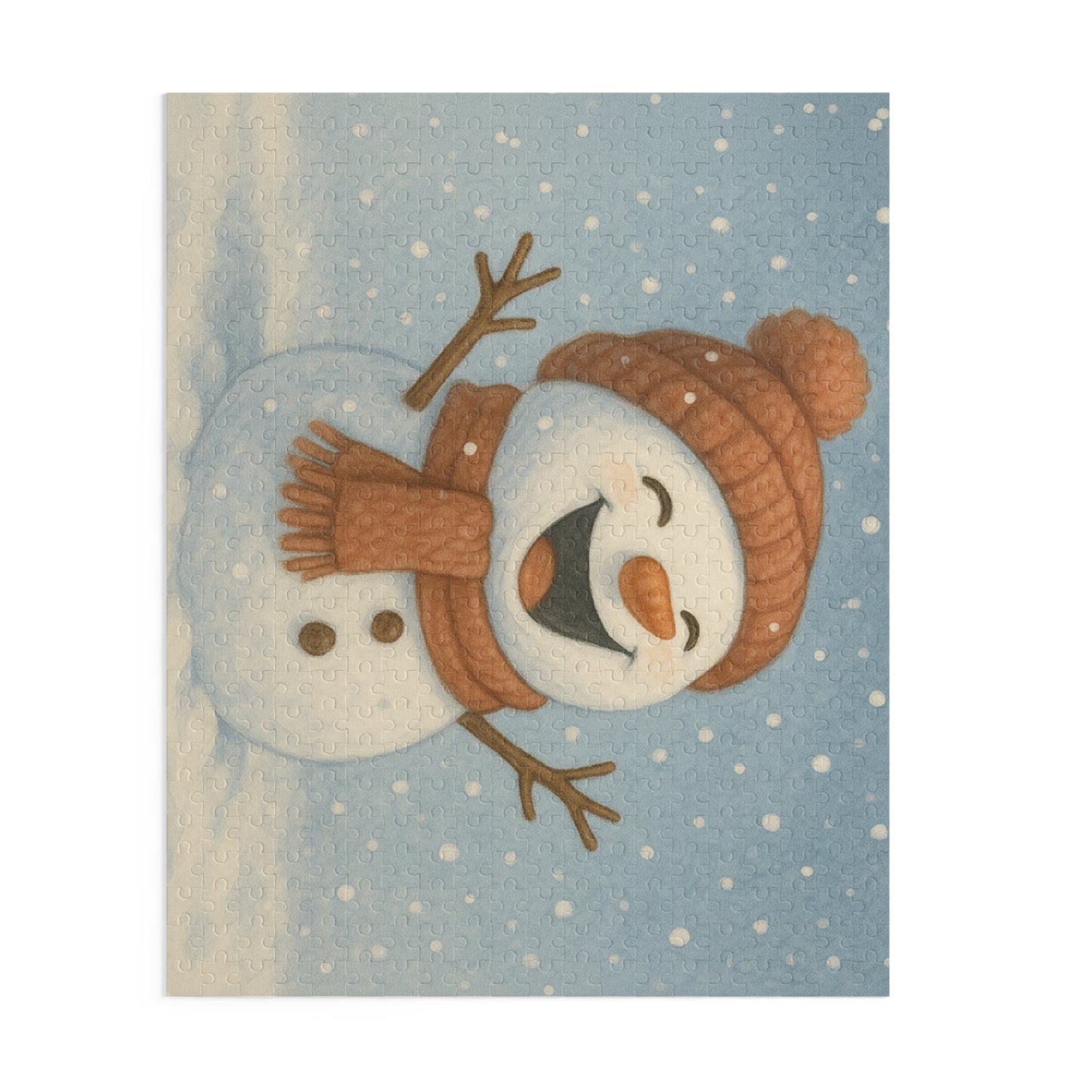 Snowman Winter Puzzle – Cozy Holiday Jigsaw, Christmas Gift for Families, Cute Snowman Minimalist Art Puzzle (120, 252, or 500 Pieces)