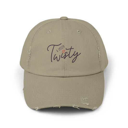 “A Little Twisty” Distressed Hat | Vintage-Style Cotton Twill Cap | Adjustable Baseball Hat | Casual Unstructured 6-Panel Cap