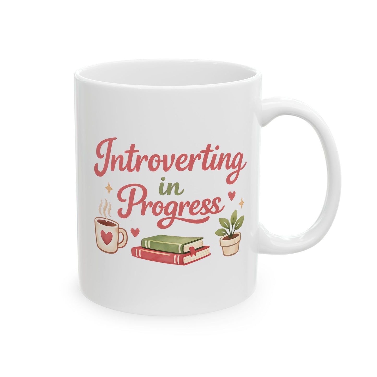 Introverting in Progress Mug – Cute Introvert Coffee Cup – Book Lover Gift – Cozy Reader Tea Mug – Funny Socially Awkward Ceramic Mug 11oz 15oz