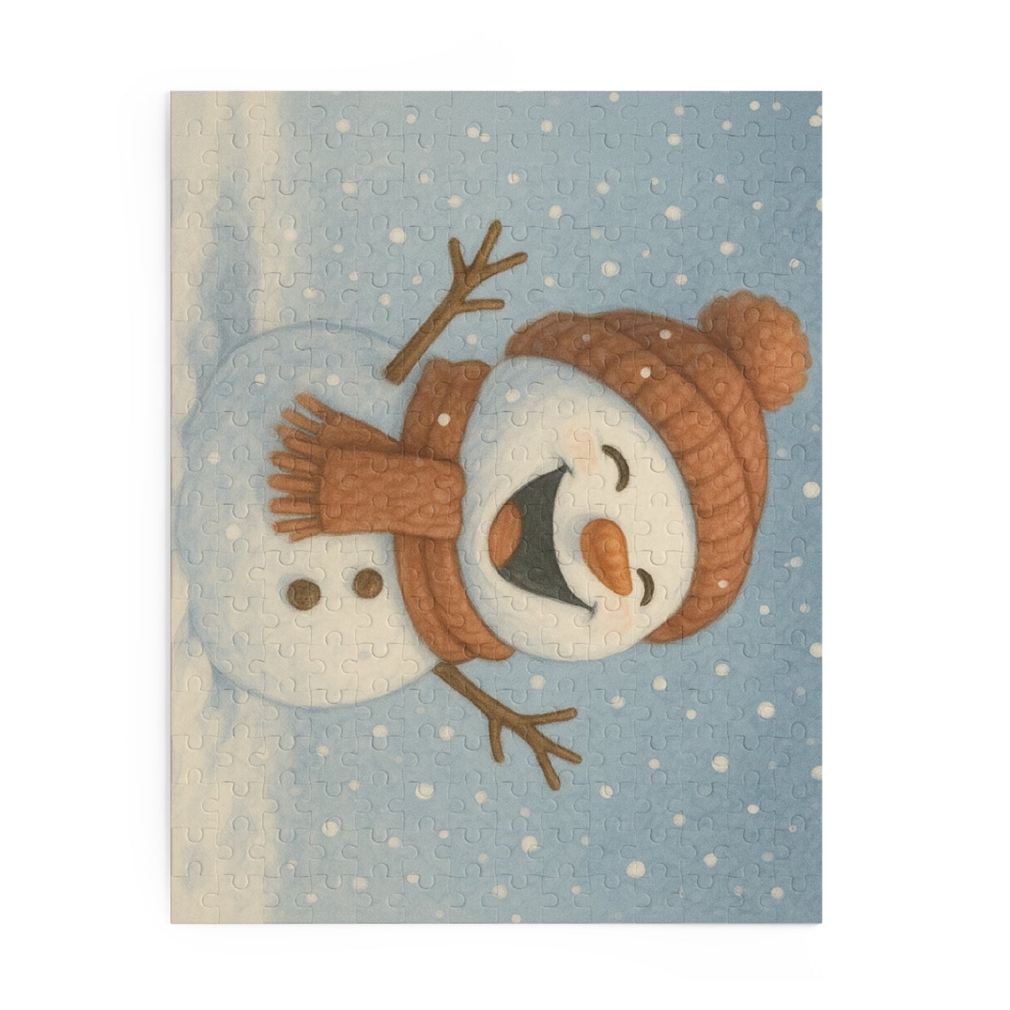 Snowman Winter Puzzle – Cozy Holiday Jigsaw, Christmas Gift for Families, Cute Snowman Minimalist Art Puzzle (120, 252, or 500 Pieces)