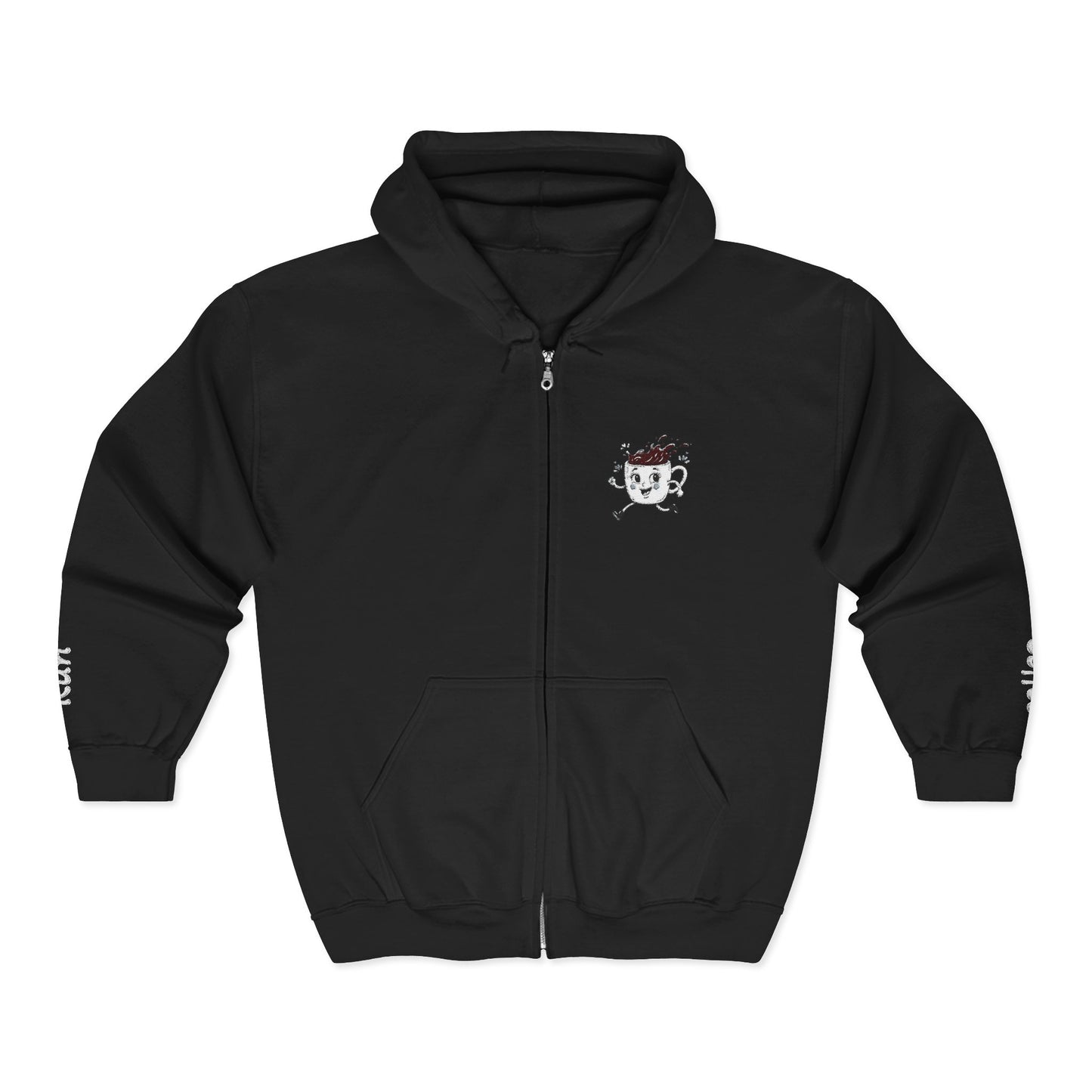Running Coffee Cup Hoodie – “Coffee Run” Zip Up Sweatshirt, Funny Barista Gift, Cozy Coffee Lover Hoodie, Embroidered Mug Zip Hoodie, Unisex Fit