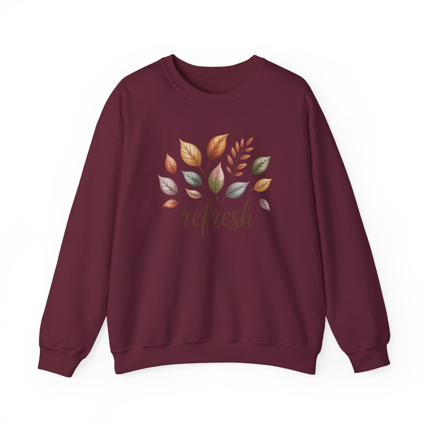 Fall Refresh Crewneck Sweatshirt | Autumn Leaves Pullover | Cozy Sand Sweatshirt | Fall Aesthetic Sweater | Thanksgiving Outfit