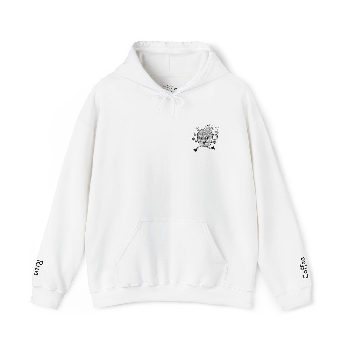 Embroidered Coffee Run Hoodie – Cozy Cotton Blend Sweatshirt, Minimalist Coffee Lover Gift, Running & Caffeine Sweatshirt, Unisex Pullover Hoodie