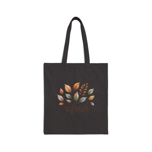 Fall Refresh Canvas Tote Bag | Eco-Friendly Reusable Cotton Shopper | Autumn Leaf Print Tote | Sustainable Gift for Her