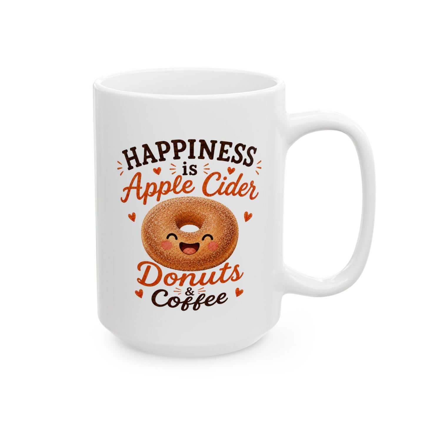 Fall Coffee Mug, Happiness Is Apple Cider Donuts Coffee Mug, Cute Autumn Gift, Apple Lover Mug, Cozy Season Cup