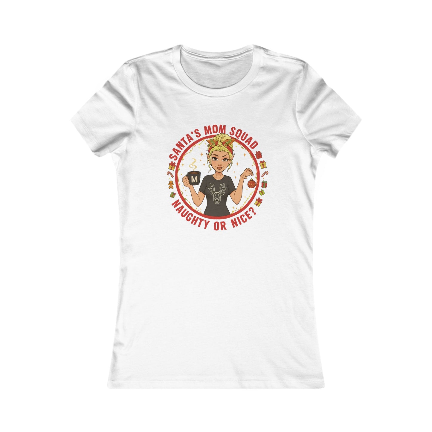 Santa’s Mom Squad Shirt | Personalized Holiday Shirt – Naughty or Nice Christmas Tee for Moms, Funny Holiday T-Shirt for Women, Christmas Party Outfit, Gift for Mom or Wife