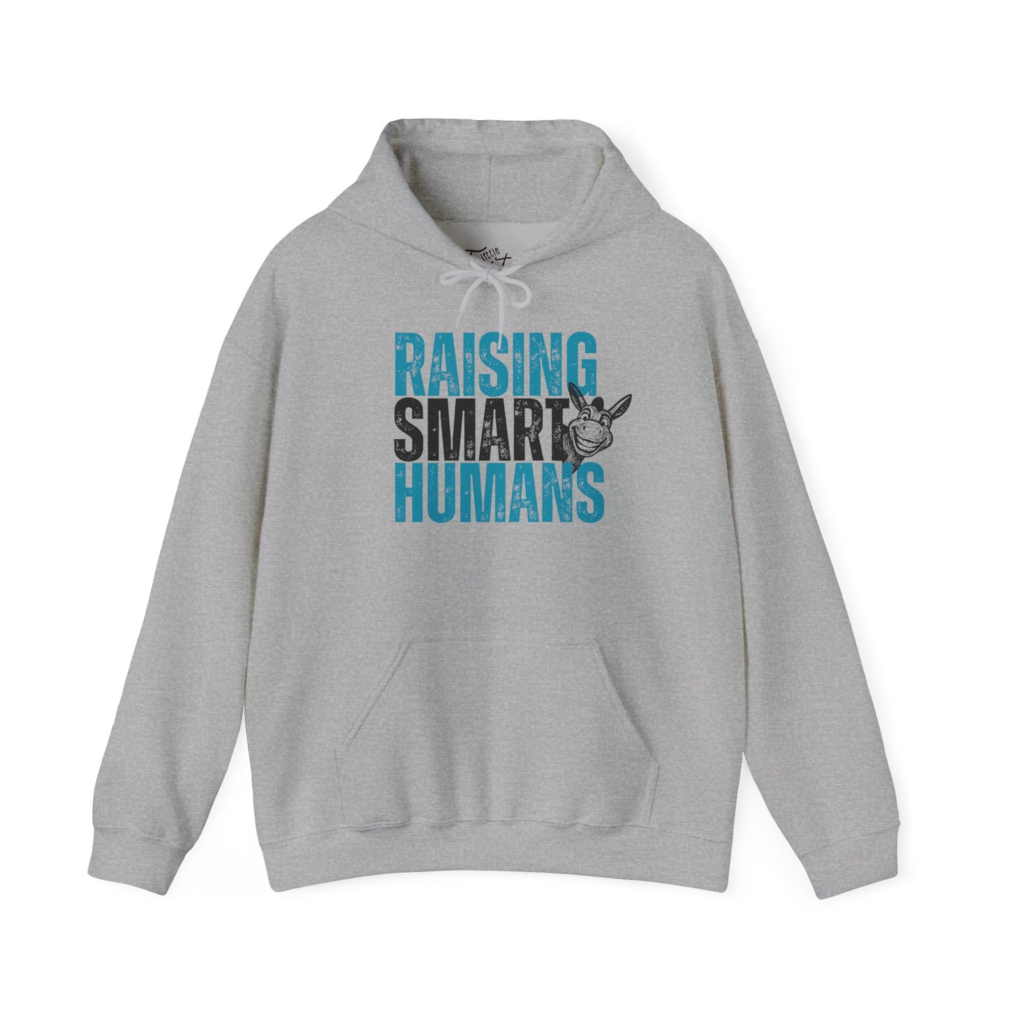 Raising Smart Humans Hoodie | Funny Parenting “Smart Ass” Donkey Sweatshirt | Unisex Cozy Hoodie | Mom Dad Teacher Sarcastic Gift, Optional Personalization