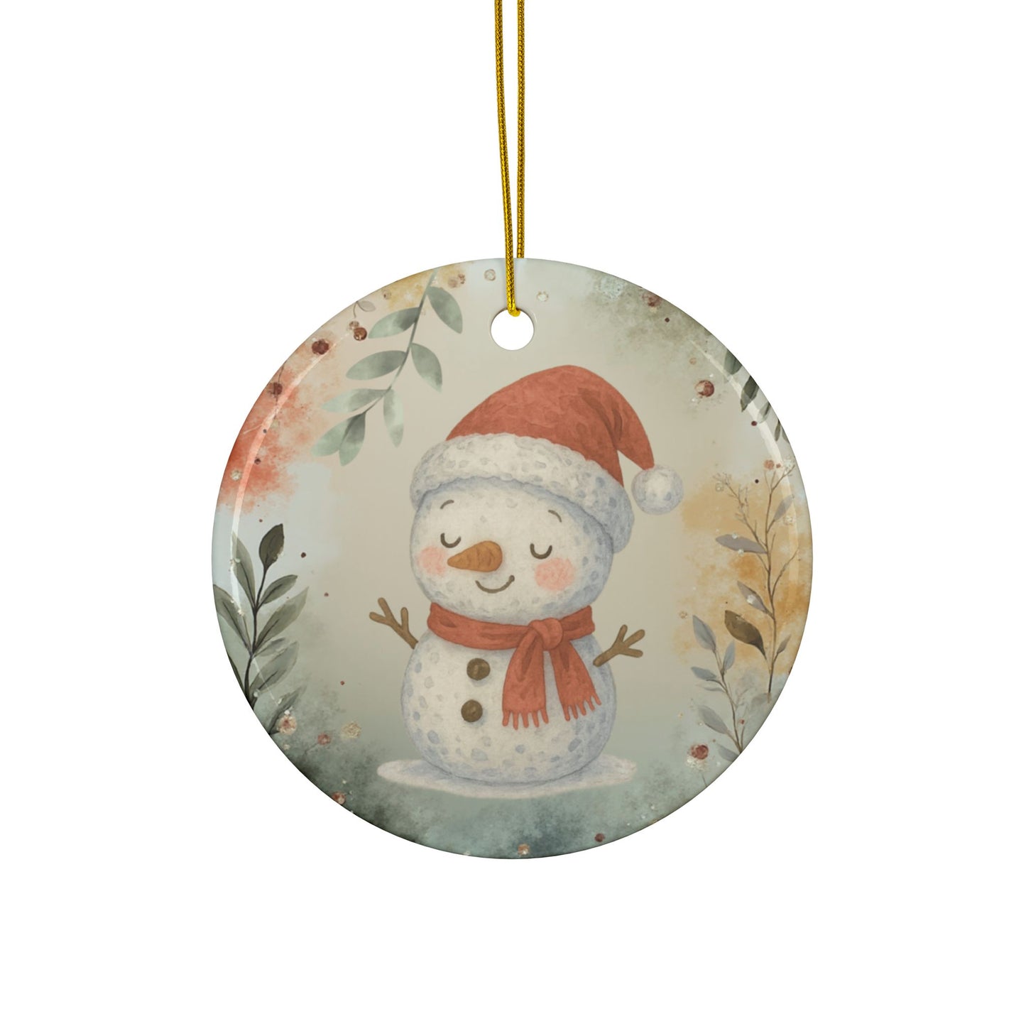 Whimsical Snowman Ceramic Ornaments - 2-Sided Holiday Decor (1pc, 3pcs, 5pcs, 10pcs)