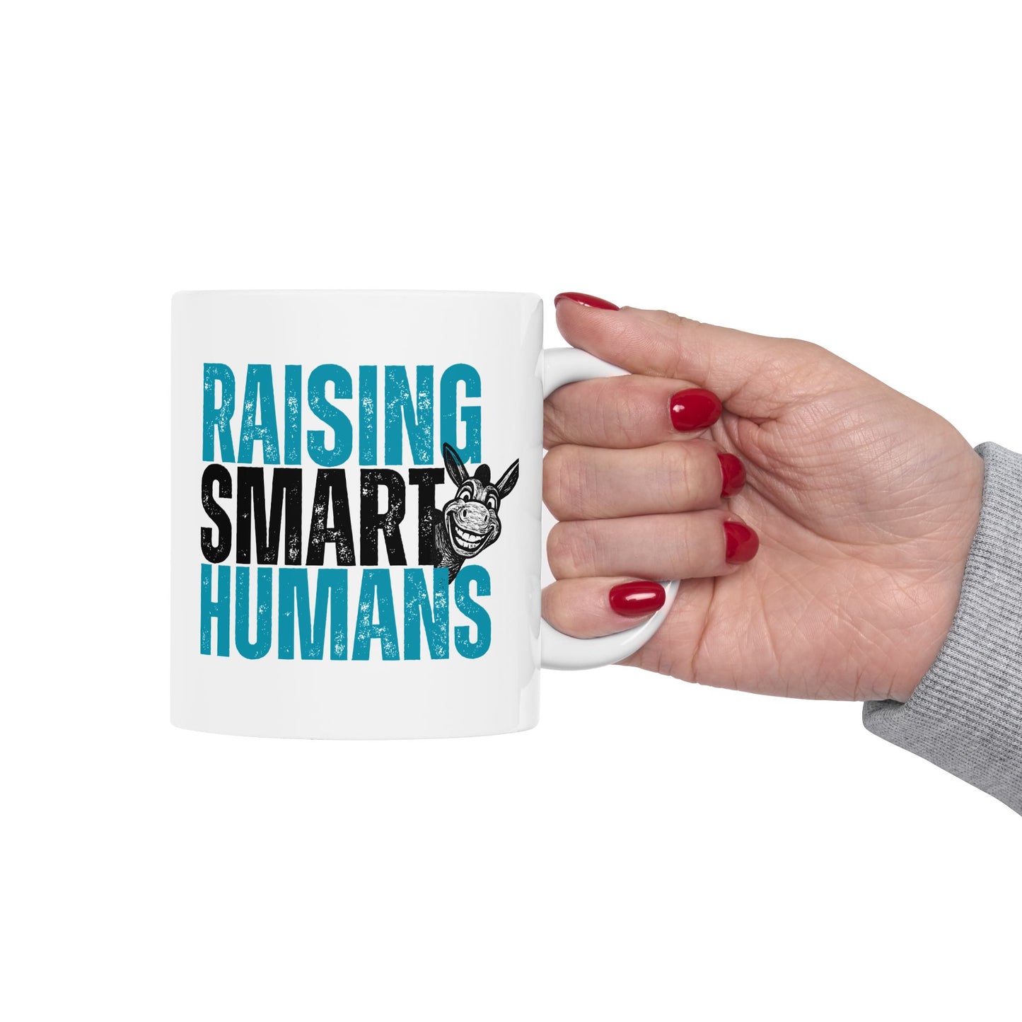 Raising Smart Humans Funny Parenting Mug | Donkey “Smart Ass” Humor Cup | Sarcastic Parent Gift | Dishwasher & Microwave Safe Mug
