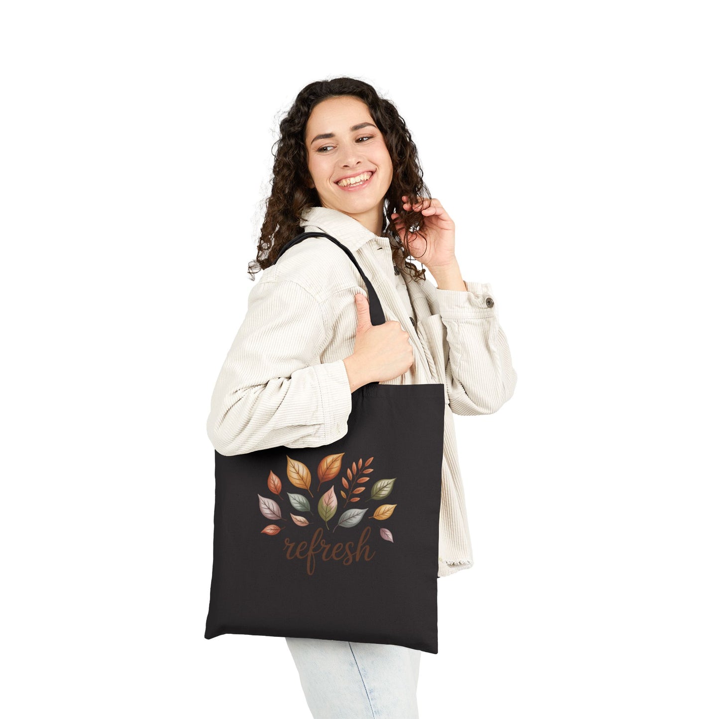 Fall Refresh Canvas Tote Bag | Eco-Friendly Reusable Cotton Shopper | Autumn Leaf Print Tote | Sustainable Gift for Her