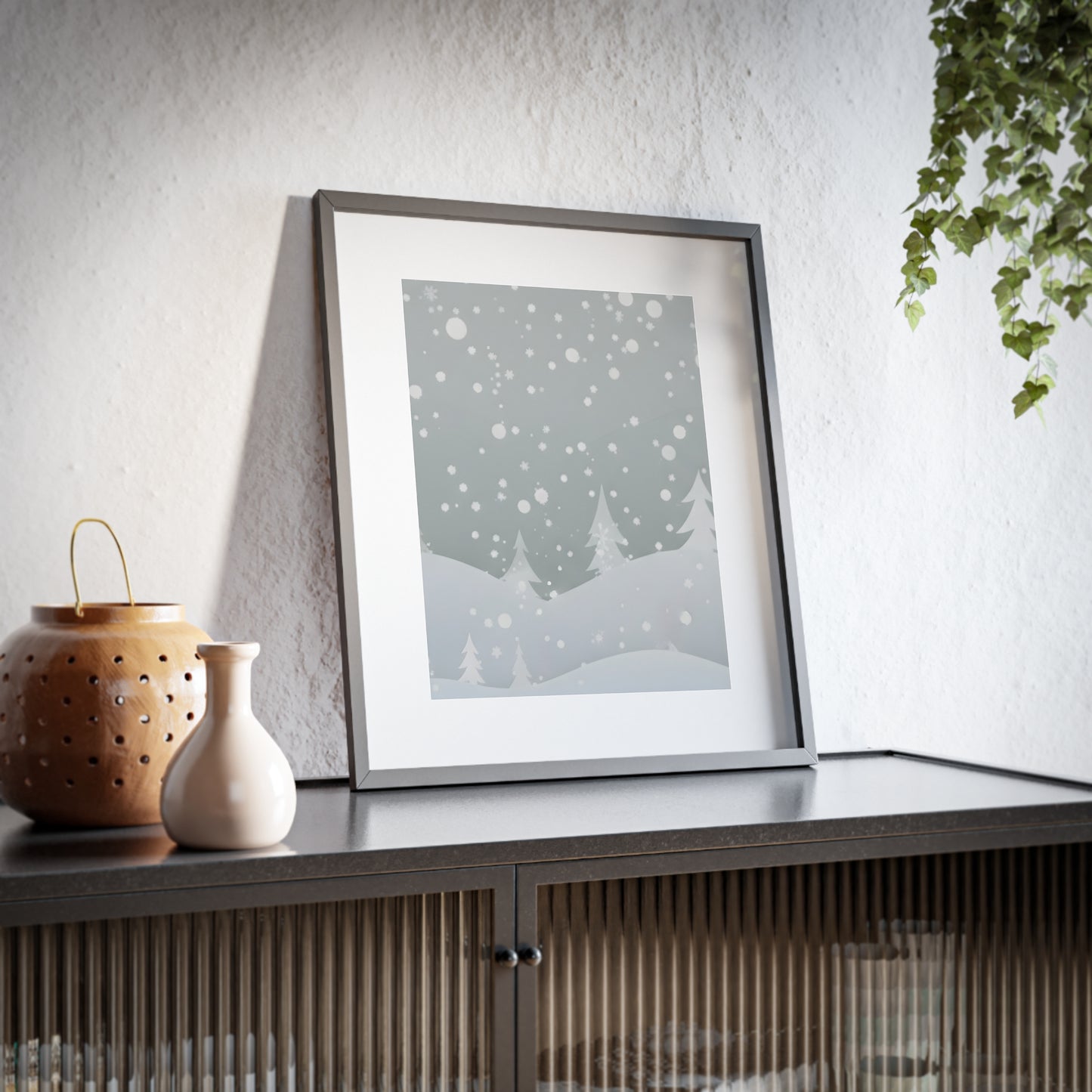 Winter Snowfall Framed Poster — Matte Holiday Wall Art