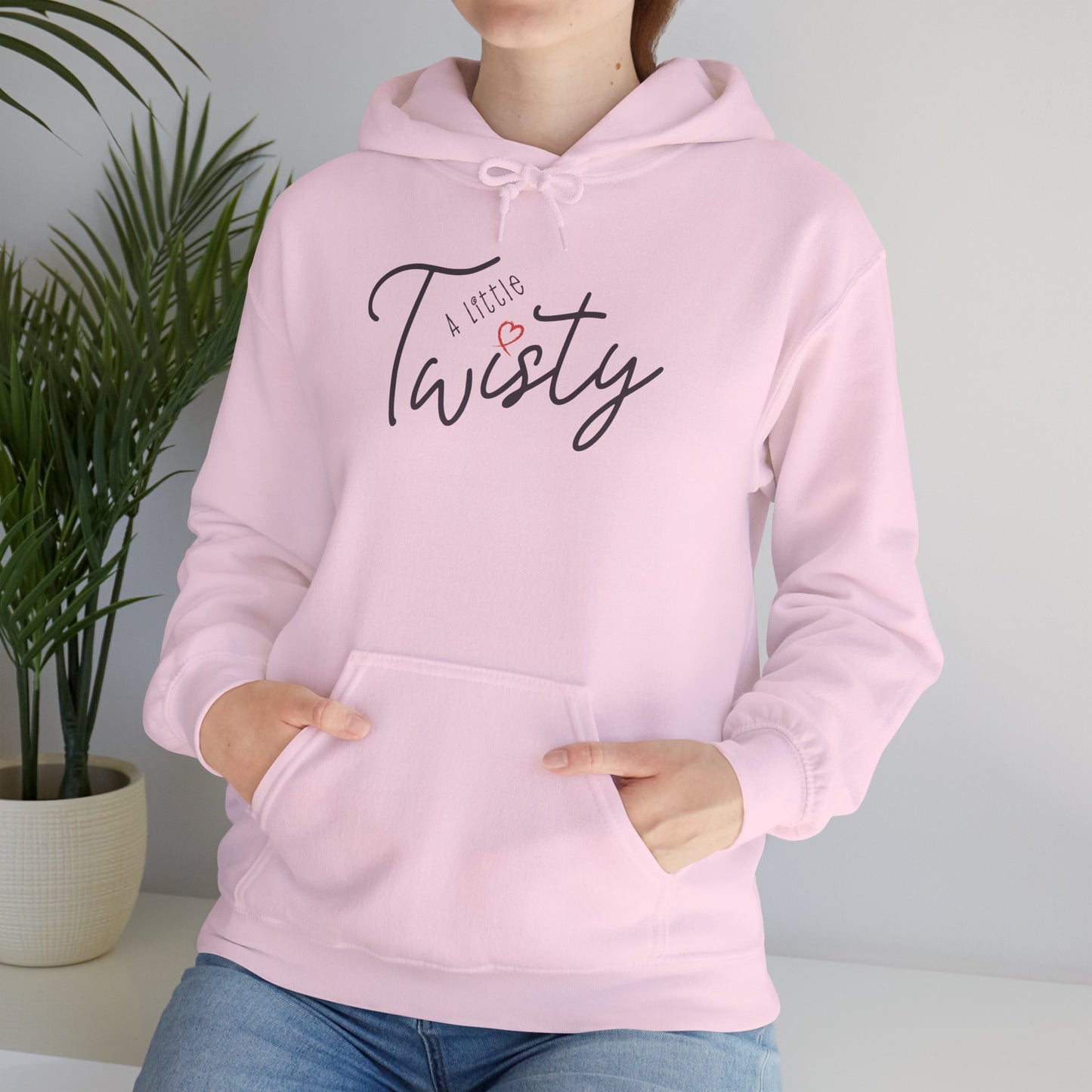 "A Little Twisty" Hoodie – Minimalist Graphic Hooded Sweatshirt, Cozy Unisex Pullover with Pocket, Funny Quote Hoodie, Aesthetic White Hoodie Gift