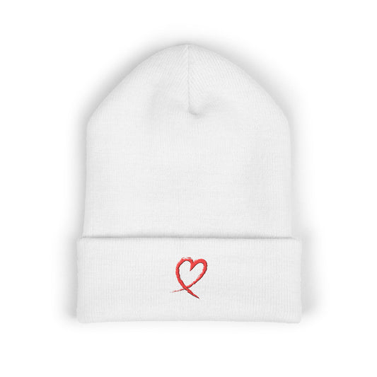 "A Little Twisty" Heart Embroidered Classic Cuffed Beanie