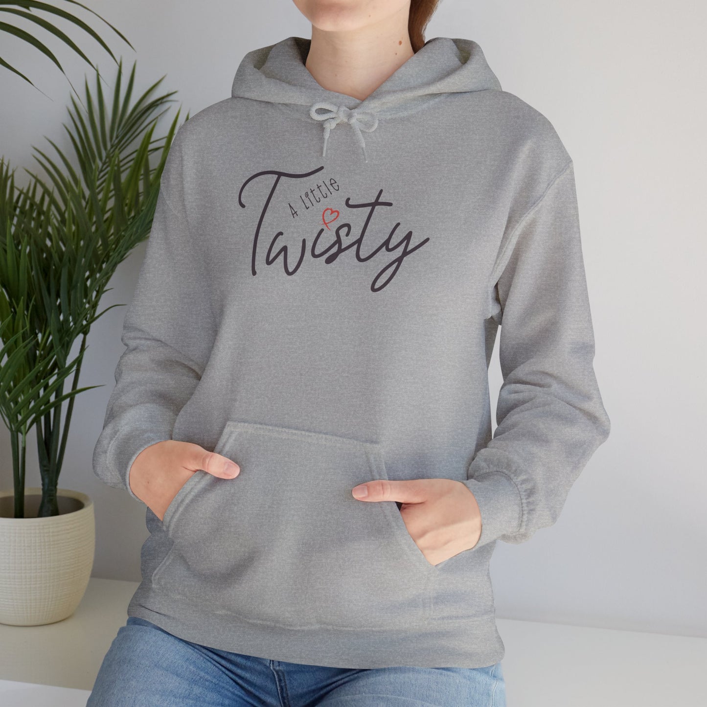"A Little Twisty" Hoodie – Minimalist Graphic Hooded Sweatshirt, Cozy Unisex Pullover with Pocket, Funny Quote Hoodie, Aesthetic White Hoodie Gift