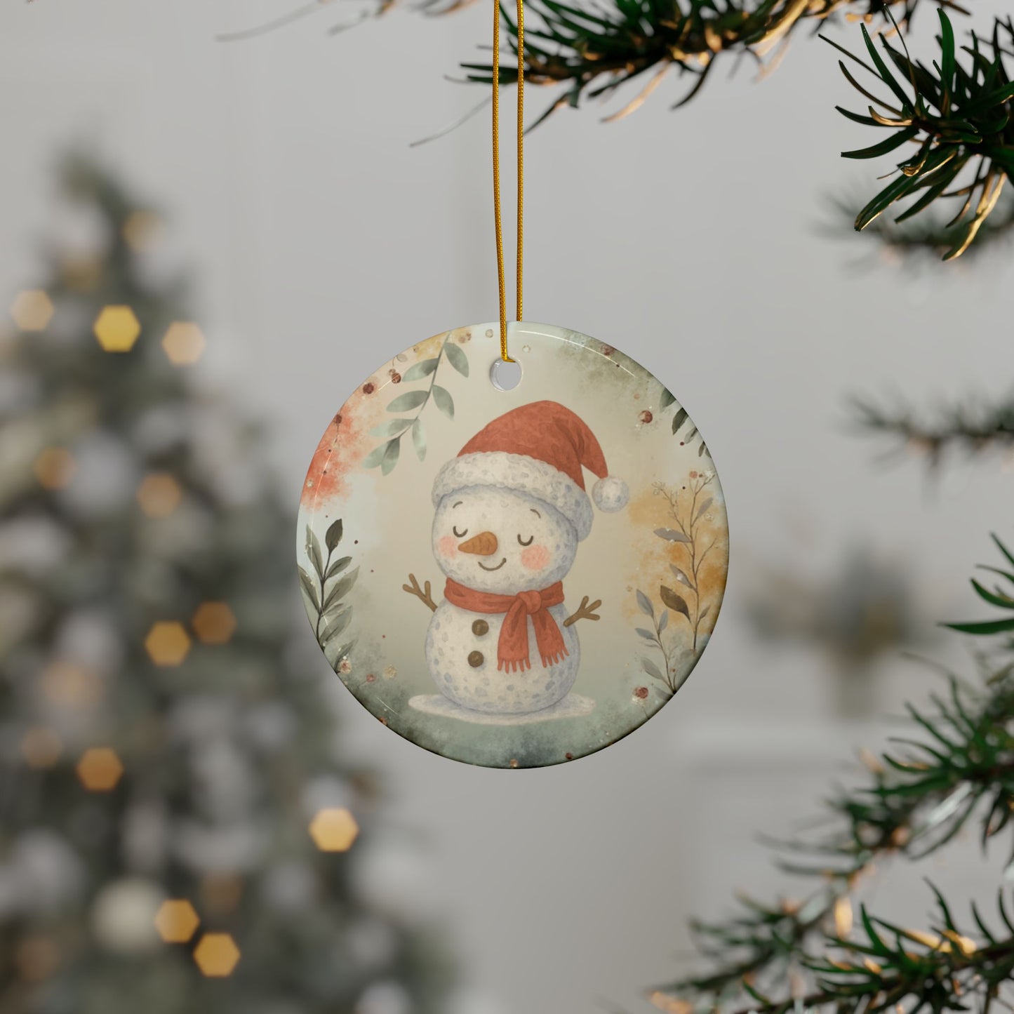 Whimsical Snowman Ceramic Ornaments - 2-Sided Holiday Decor (1pc, 3pcs, 5pcs, 10pcs)