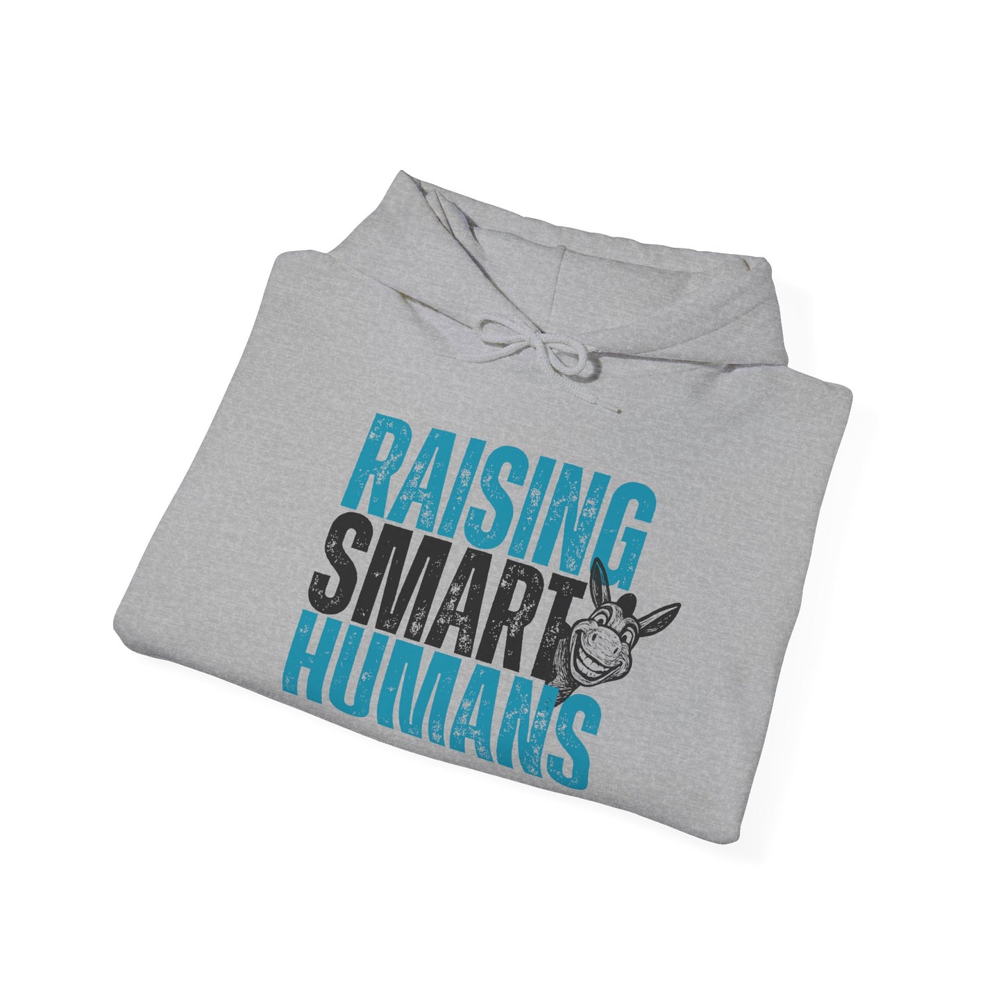 Raising Smart Humans Hoodie | Funny Parenting “Smart Ass” Donkey Sweatshirt | Unisex Cozy Hoodie | Mom Dad Teacher Sarcastic Gift, Optional Personalization
