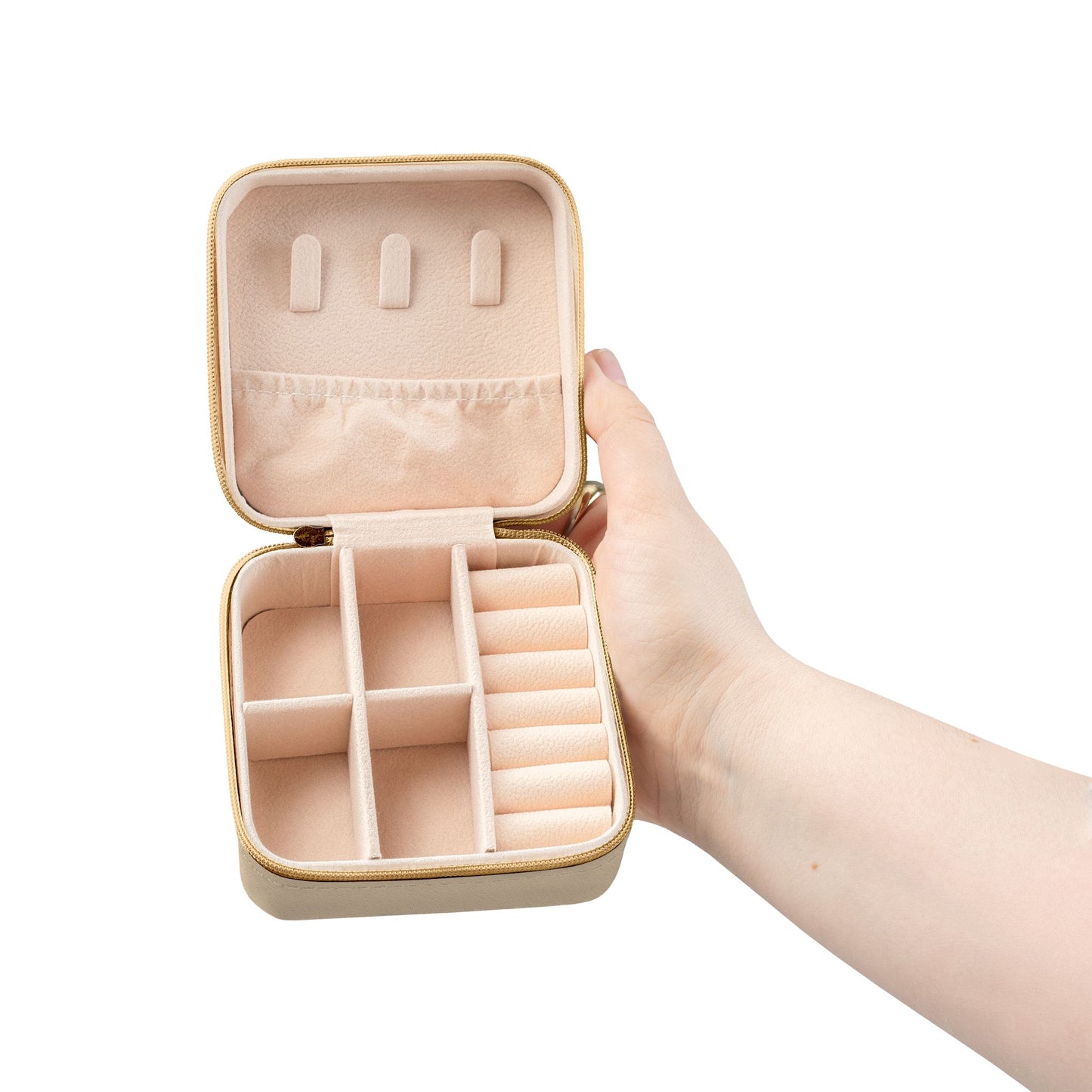 Personalized Travel Jewelry Case – Custom Name Jewelry Box in Pink, Ivory & Soft Gold | “Elegant on the Inside” Floral PU Leather Organizer | Gift for Her