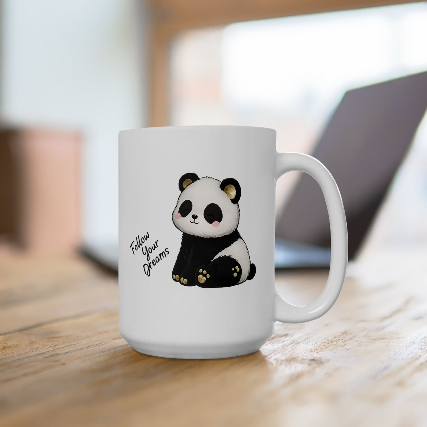 Cute Panda Mug – Follow Your Dreams Coffee Cup, Inspirational Quote Mug, Panda Gift, Motivational Ceramic Mug