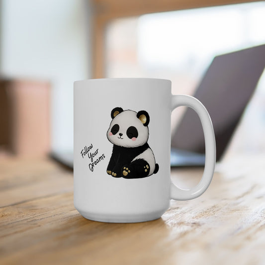 Cute Panda Mug – Follow Your Dreams Coffee Cup, Inspirational Quote Mug, Panda Gift, Motivational Ceramic Mug