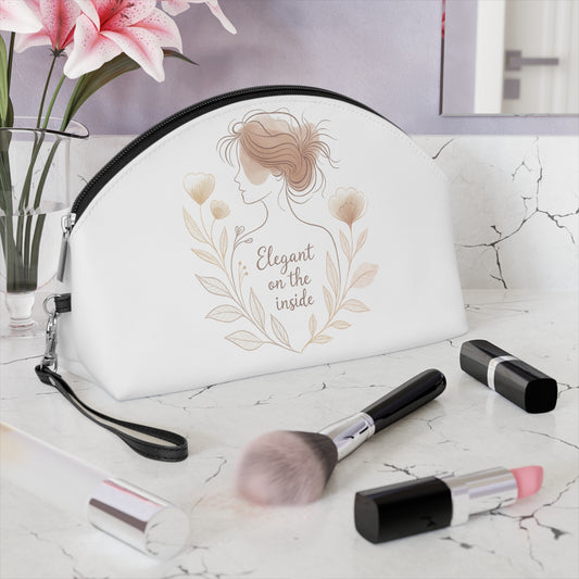 Personalized Makeup Bag for Women – “Elegant on the Inside” Cosmetic Bag, Custom Name PU Leather Pouch, Luxury Gift for Her, Bridesmaid Gift Idea
