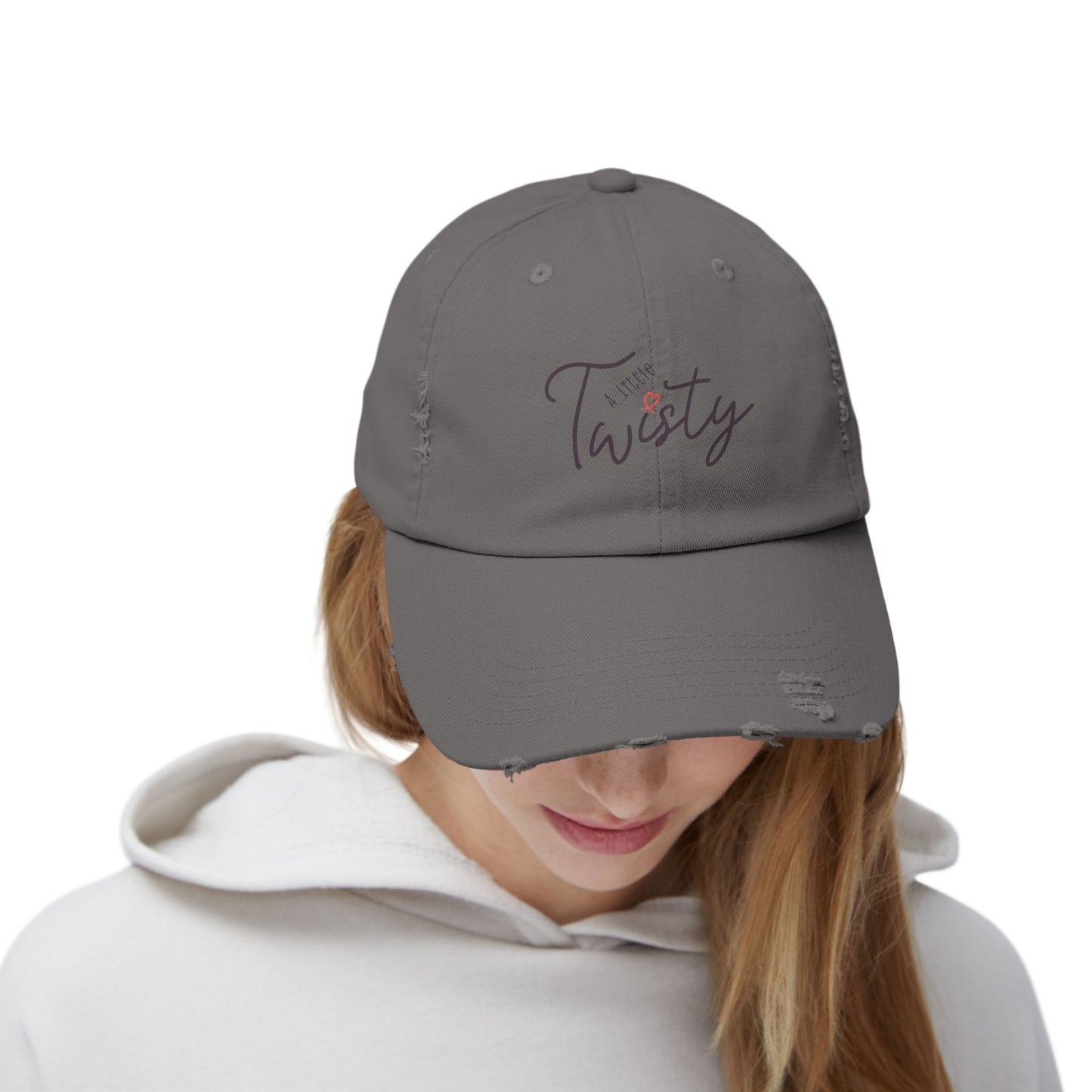 “A Little Twisty” Distressed Hat | Vintage-Style Cotton Twill Cap | Adjustable Baseball Hat | Casual Unstructured 6-Panel Cap