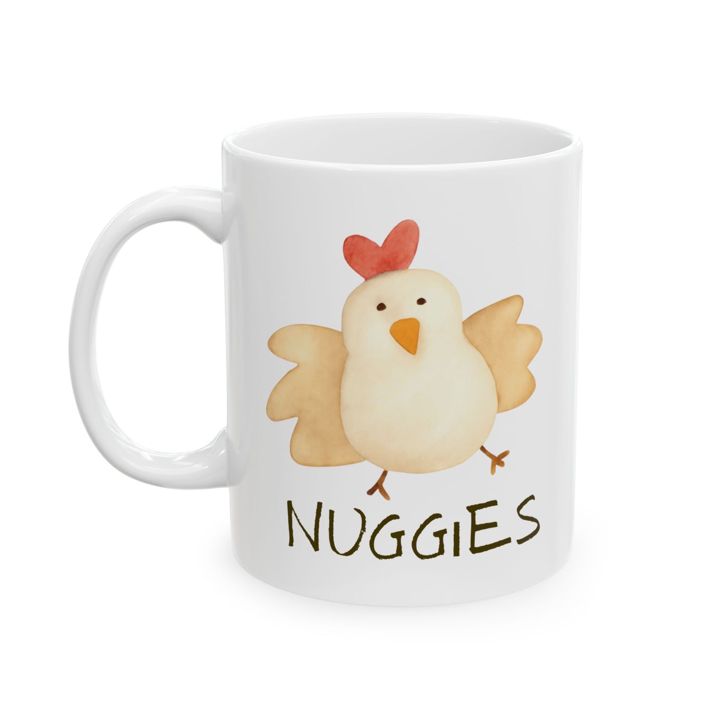 Nuggies Chicken Mug – Cute Watercolor Chicken Coffee Cup, Funny Cozy Gift