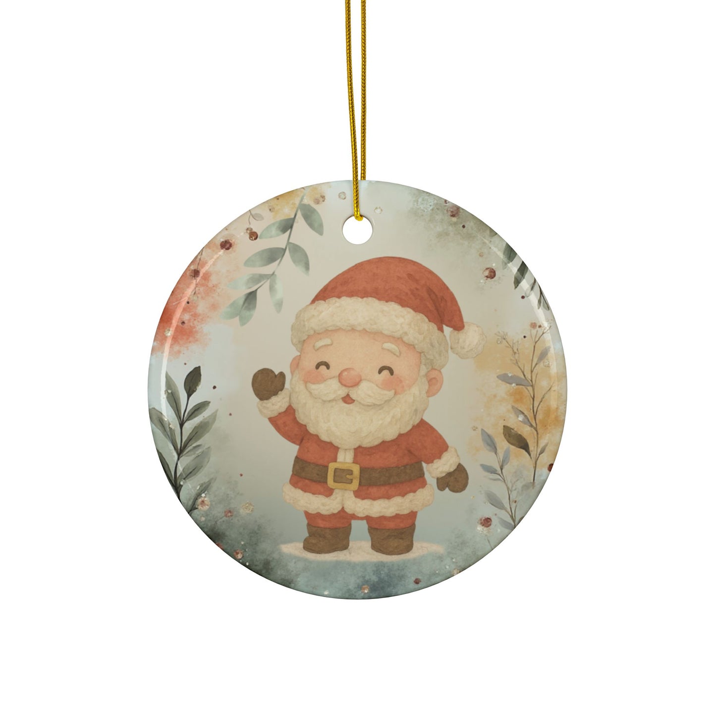 Whimsical Santa Ceramic Ornaments - 2-Sided Holiday Decor (1pc, 3pcs, 5pcs, 10pcs)