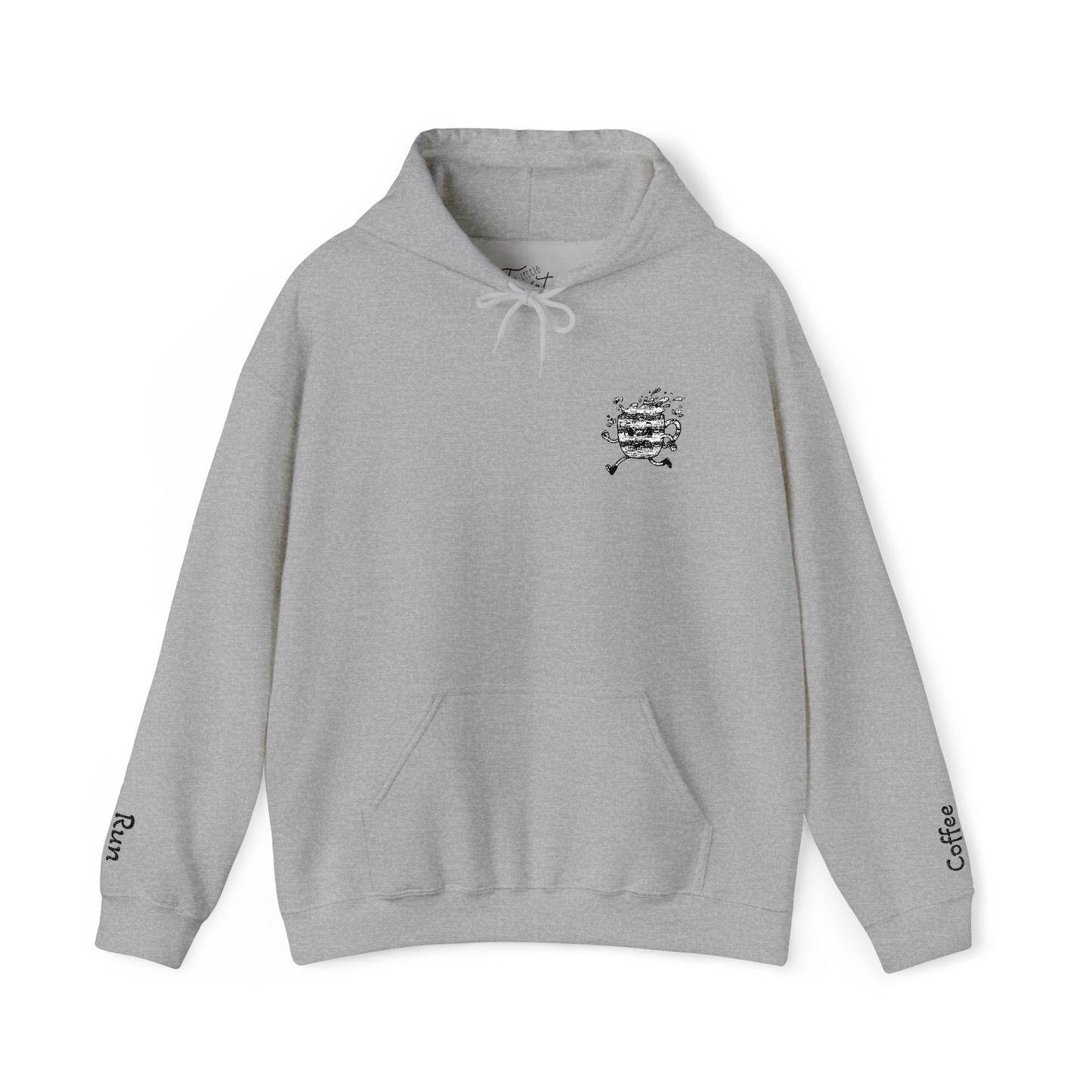 Embroidered Coffee Run Hoodie – Cozy Cotton Blend Sweatshirt, Minimalist Coffee Lover Gift, Running & Caffeine Sweatshirt, Unisex Pullover Hoodie