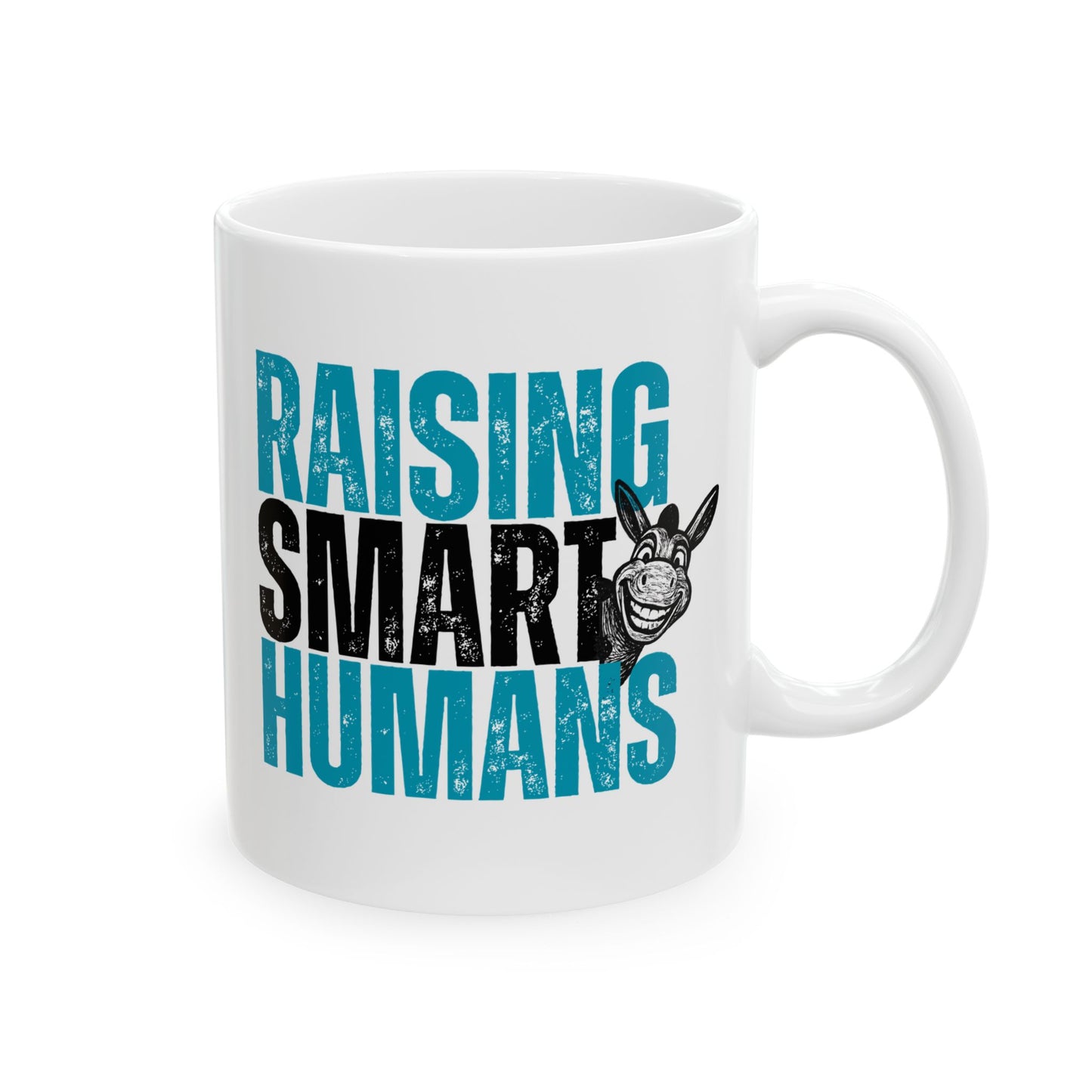 Raising Smart Humans Funny Parenting Mug | Donkey “Smart Ass” Humor Cup | Sarcastic Parent Gift | Dishwasher & Microwave Safe Mug