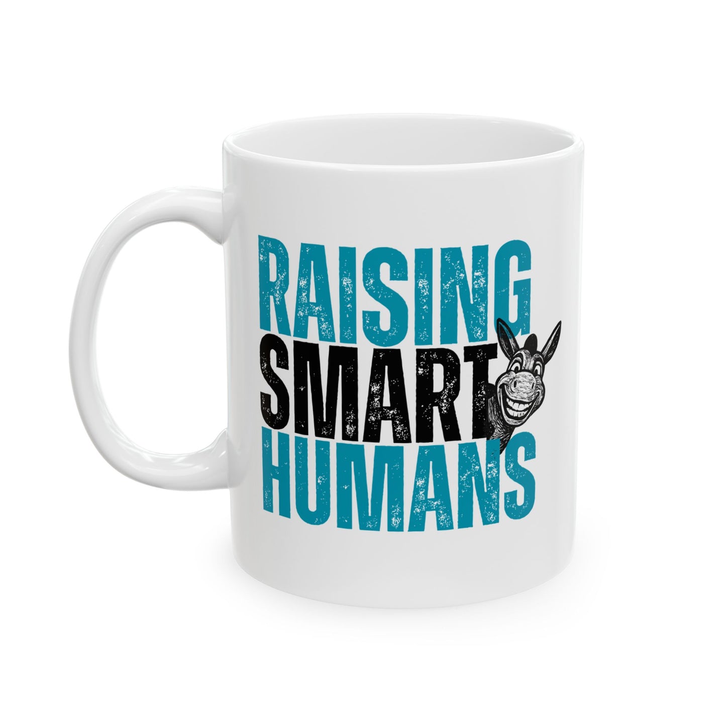 Raising Smart Humans Funny Parenting Mug | Donkey “Smart Ass” Humor Cup | Sarcastic Parent Gift | Dishwasher & Microwave Safe Mug