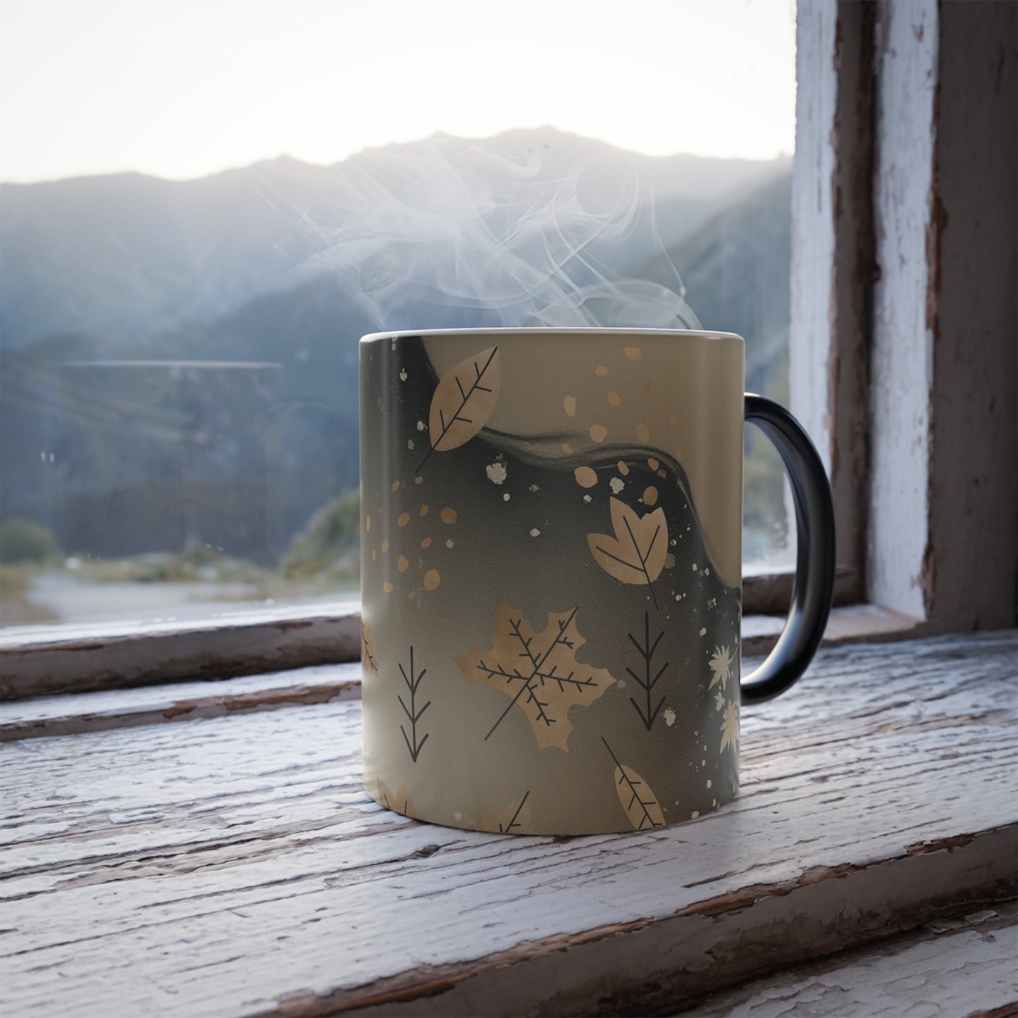 Color-Changing Autumn Leaves Mug | 11oz Heat Reveal Coffee Cup | Fall Gift for Coffee Lovers | Cozy Seasonal Mug | Heat Sensitive Reveal Design